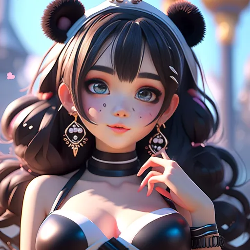 Prompt: Pretty Oracle panda Goddess, dynamic poses, anime waifu (18 years old)-hot daddy-frivolity-body language, fit figure, gorgeous perfect face, realistic style and super detailed renderings, kawaii, zbrush, super-realistic oil, contour shadow <mymodel>