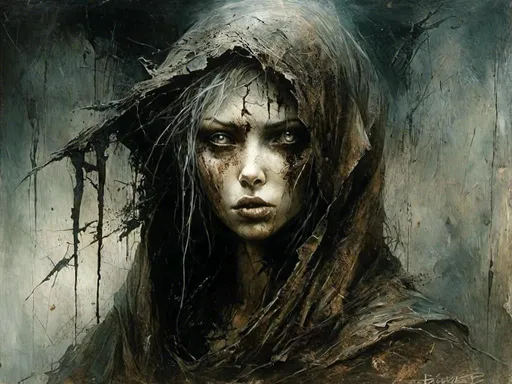 Prompt: a dark arcanist vixen, robed, horror face, luis royo <mymodel>