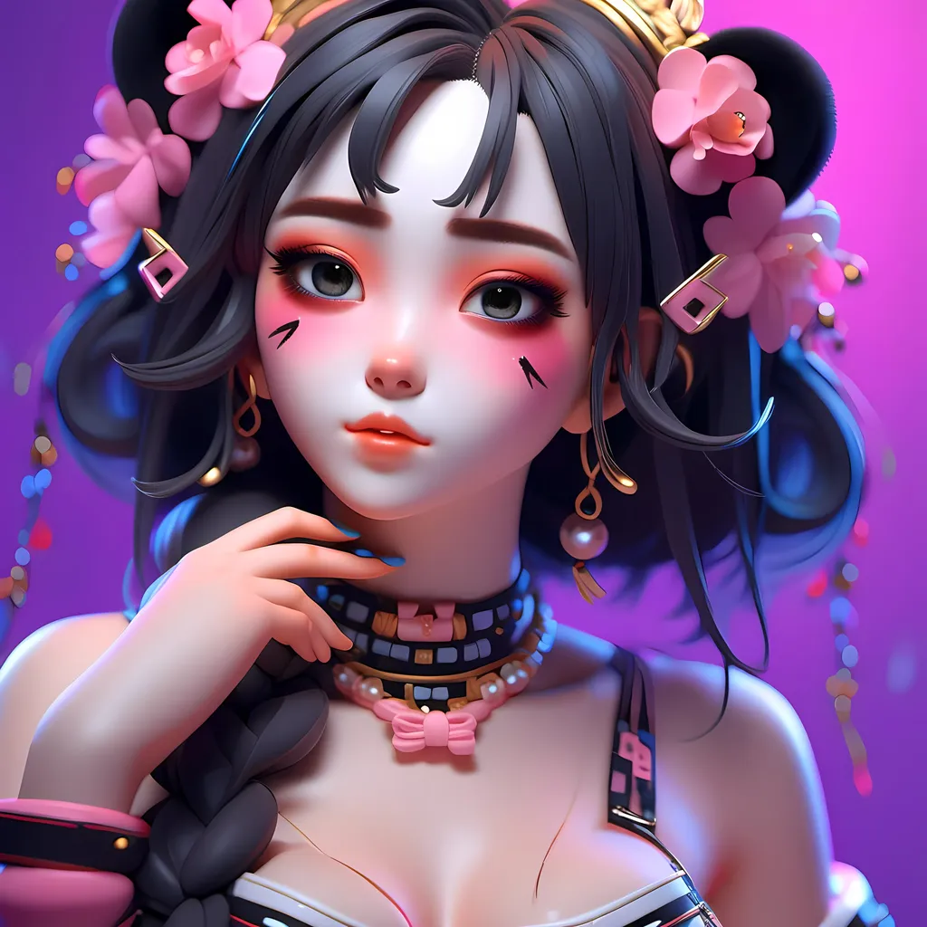 Prompt: Pretty Oracle panda Goddess, dynamic poses, anime waifu (18 years old)-hot daddy-frivolity-body language, fit figure, gorgeous perfect face, realistic style and super detailed renderings, kawaii, zbrush, super-realistic oil, contour shadow <mymodel>