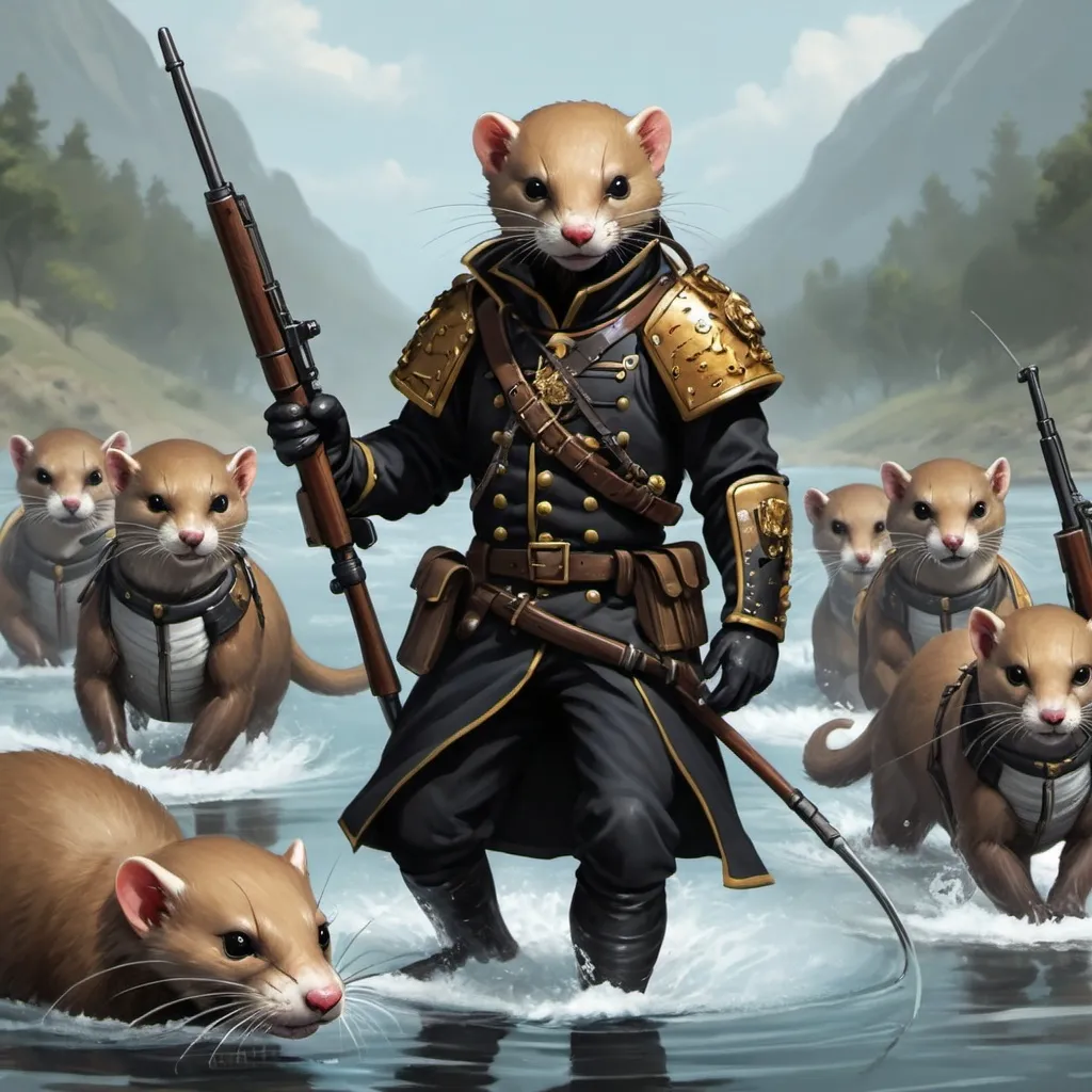 Prompt: weasel black water mercenary army 