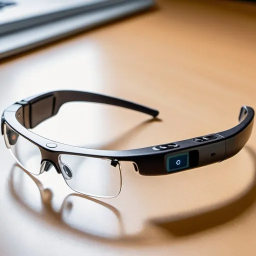 Prompt:  smart glasses specifically for visually impaired users. it should be as a 3d model on a graph or table not person