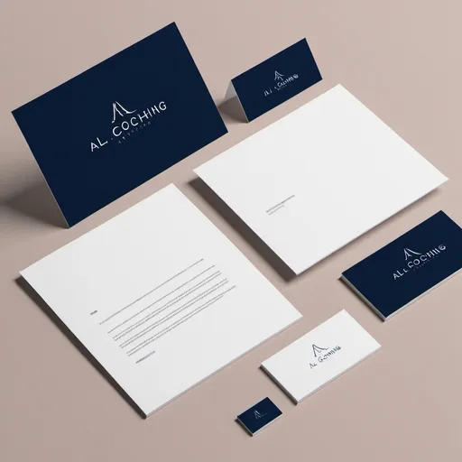 Prompt: (accurately spelled text "A.L.I coaching"), logo design, modern minimalist, professional typography, sleek and versatile, harmonious color palette, vibrant yet subtle hues, suitable for digital and print use, emphasizes growth and empowerment themes, clean lines and balanced layout, high resolution for optimal clarity, creative and memorable visual identity. I want navy and white as dominant colours
