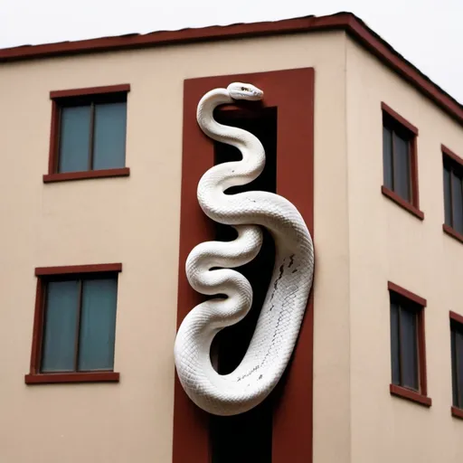 Prompt: A titbaboa snake wrapping a building