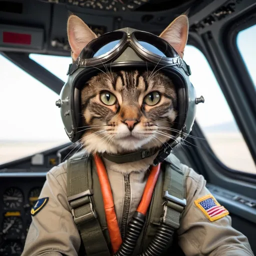 Prompt: Cat as f16 pilot