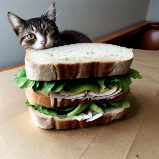 Prompt: Cat in a sandwich