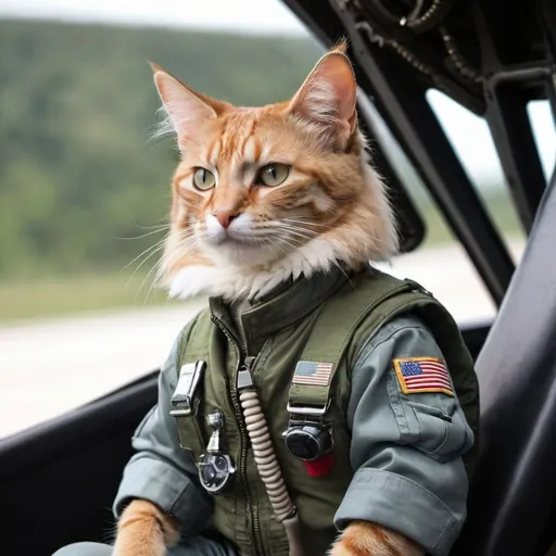 Prompt: Cat as f16 pilot