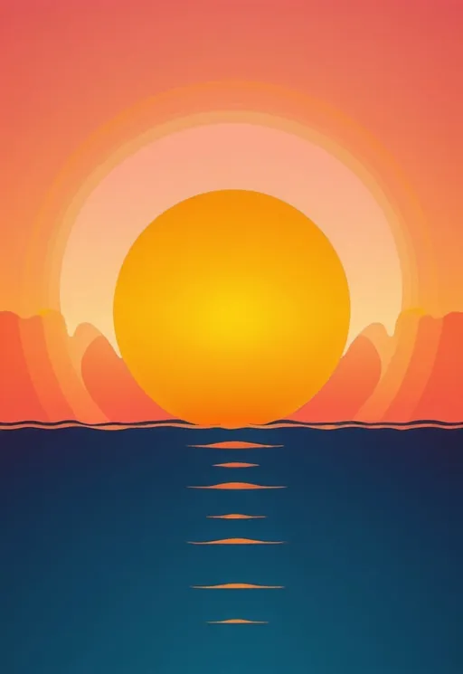 Prompt: this style of sunset with ripples