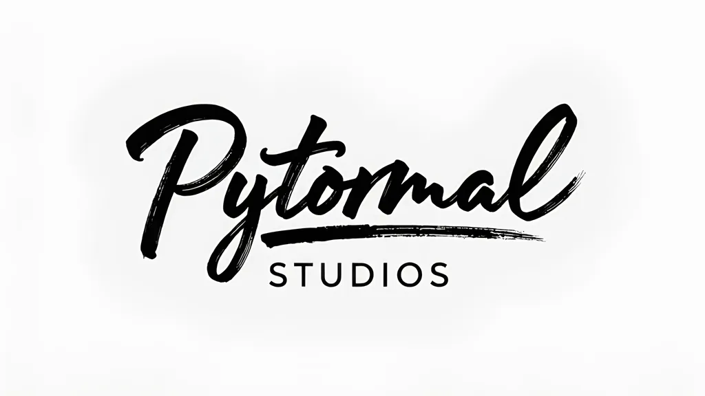 Prompt: (black and white) nameplate for "Pytormal Studios", (elegant calligraphy), bold strokes, minimalist design, focus on typography, single line layout, (modern aesthetic), emphasis on (beautiful lettering), intricate details, high contrast for visual impact, sleek composition, subtle elegance, refined craftsmanship, (high definition quality), crisp contrasts, striking presentation, professional appearance.