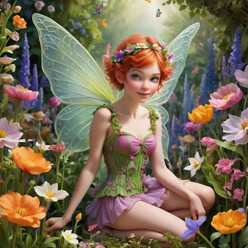 Prompt: A pixie in a flower garden, intricate details, hi res