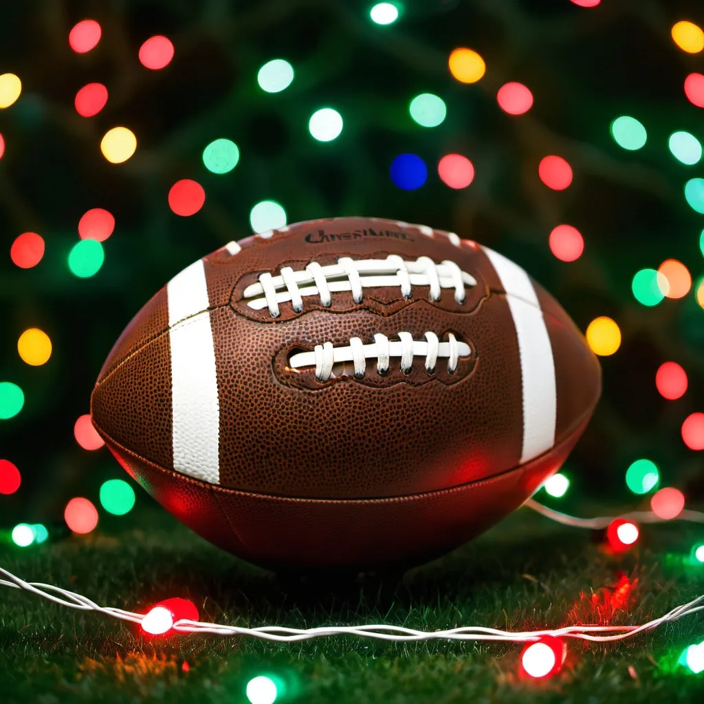 Prompt: football and christmas lights