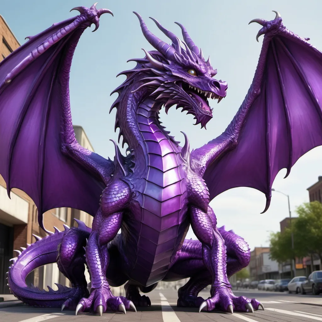 Prompt: street art of a shiny purple dragon comming to life, insanely detailed, insanely realistic, high definition, high resolution, colorful , 3d rendering --stylize 50 --v 6