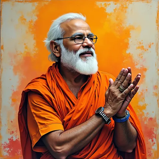 Prompt: Create a handmade art image on Modi ji