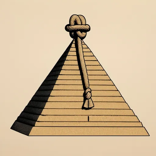 Prompt: Great pyramid with a double loop knot on top
