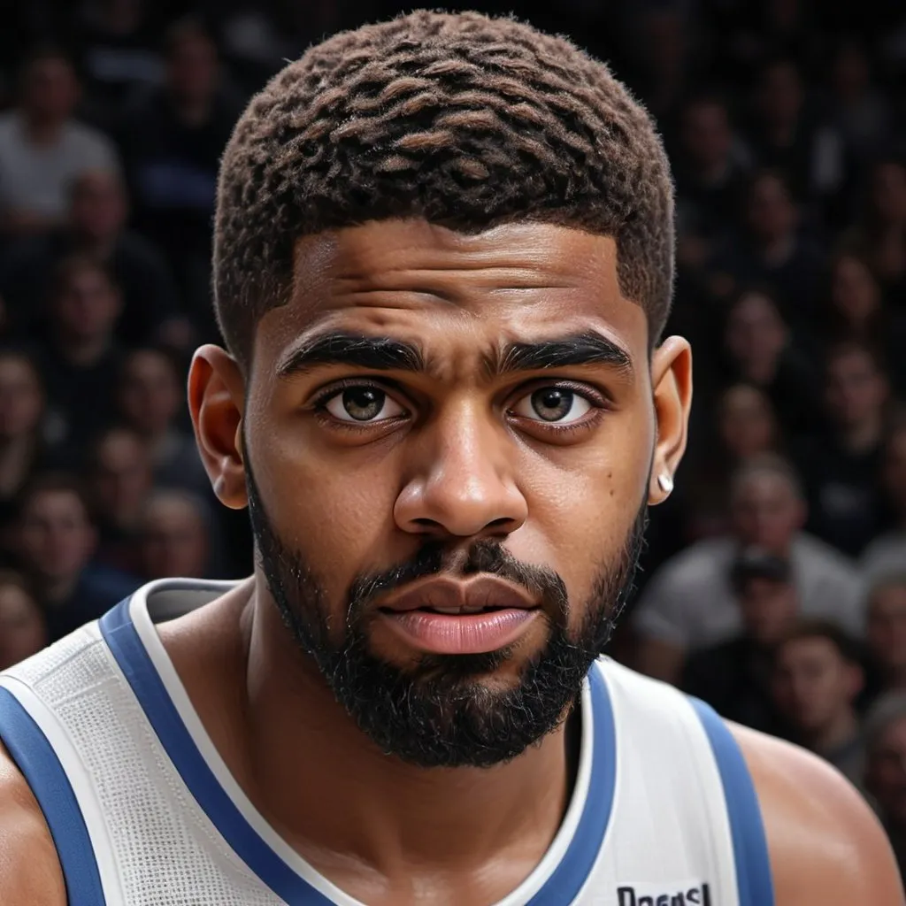Prompt: Realistic digital painting of a basketball player resembling Kyrie Irving and Luka Doncic, intense facial expression, detailed facial features, high-quality realism, digital painting, NBA athlete, detailed facial features, athletic physique, professional lighting, realistic digital art, intense gaze, professional basketball player, ultra-detailed, realistic digital painting, athletic build, intense expression, professional lighting