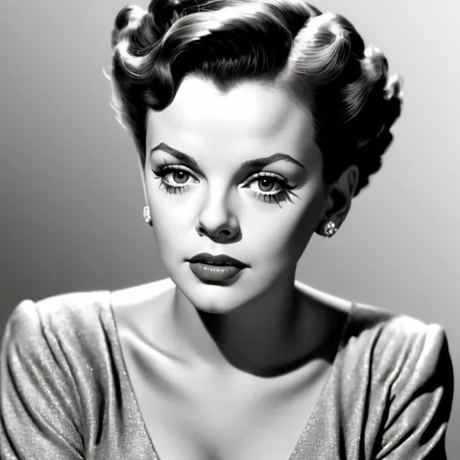 Prompt: Black and white line art headshot portrait of judy garland