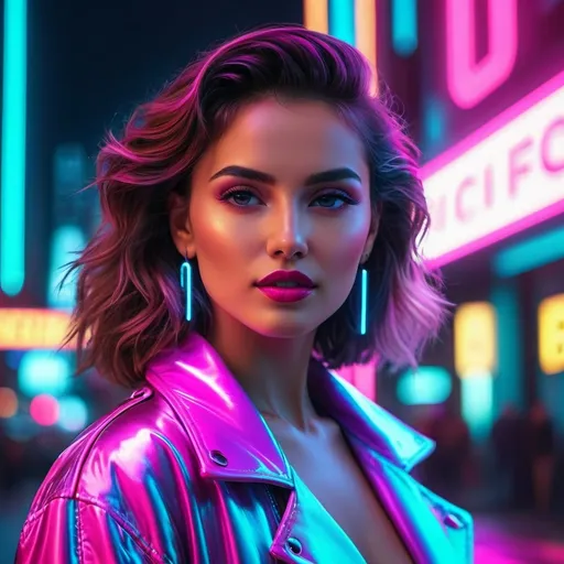 Prompt: Woman, 80s, sensual, retrowave style, photorreal