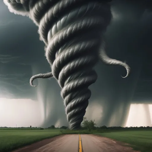 Prompt: tornado with arms and eyes