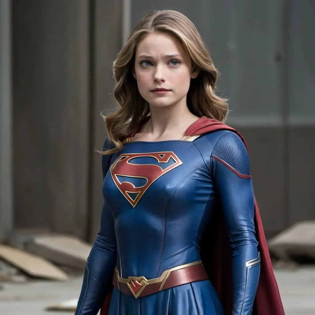 Prompt: Linda danvers Dark brown haired young woman Supergirl suit