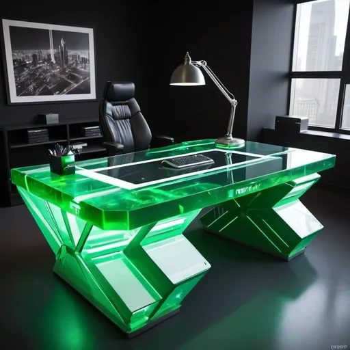 Prompt: Futuristic office desk kryptonite