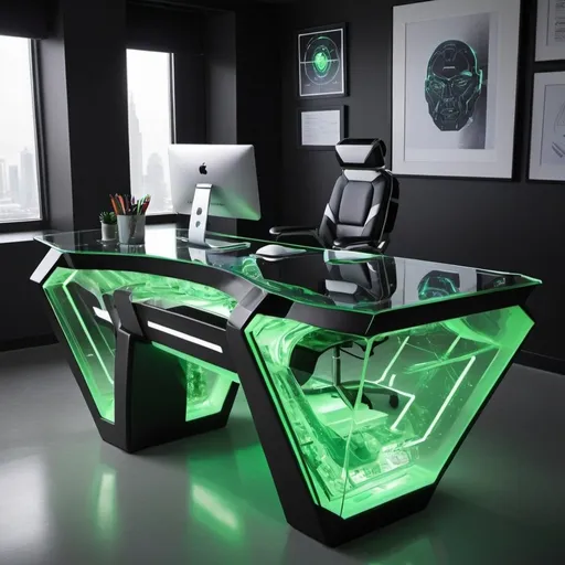 Prompt: Futuristic office desk kryptonite