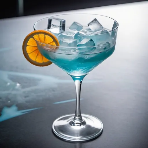 Prompt: Enterprise futuristic cocktail with ice