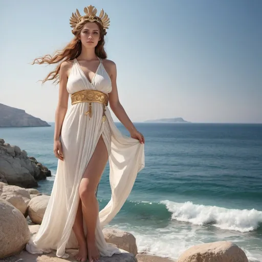 Prompt: greek Eos goddess seaside