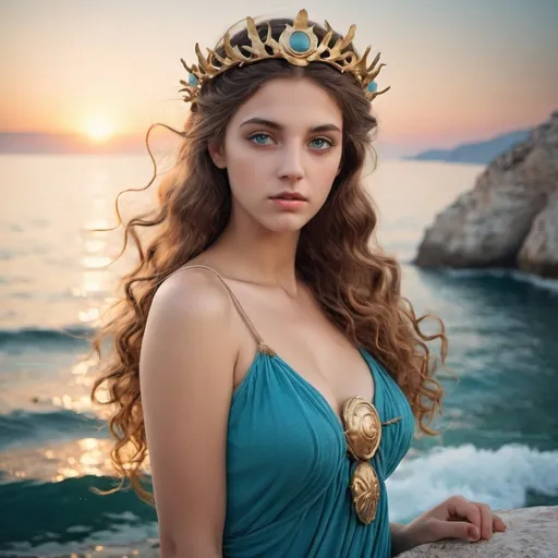 Prompt: greek beautiful girl sea goddess Eos