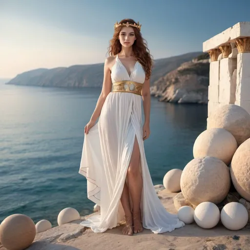 Prompt: greek Eos goddess seaside