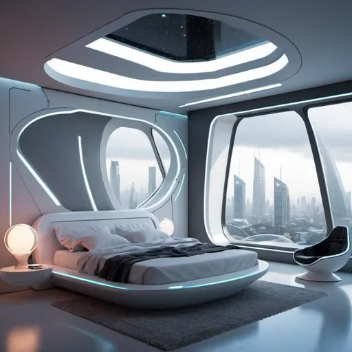 Prompt: futuristic bedroom interior
