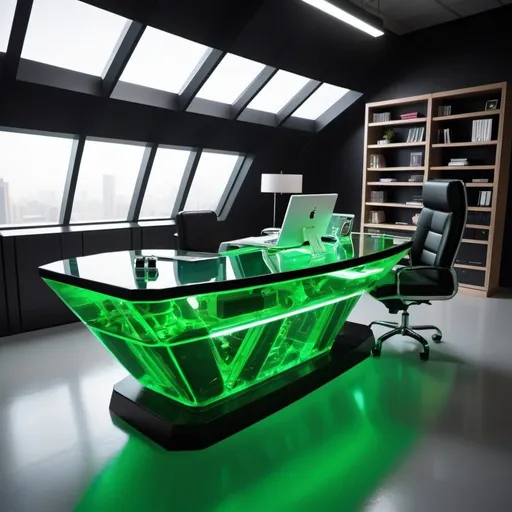 Prompt: Futuristic office desk kryptonite 