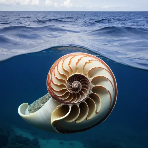 Prompt: Nautilus into the ocean