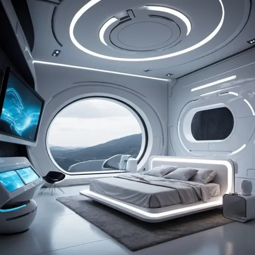 Prompt: futuristic bedroom interior
