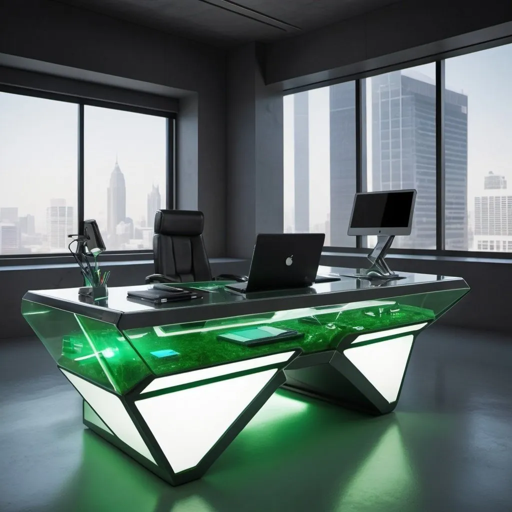 Prompt: Futuristic office desk kryptonite