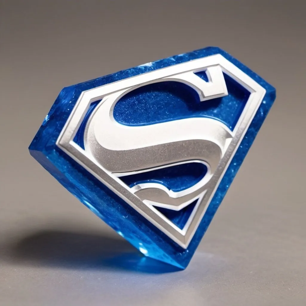 Prompt: blue and white kryptonite crystals Superman