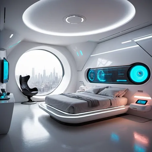 Prompt: futuristic bedroom interior
