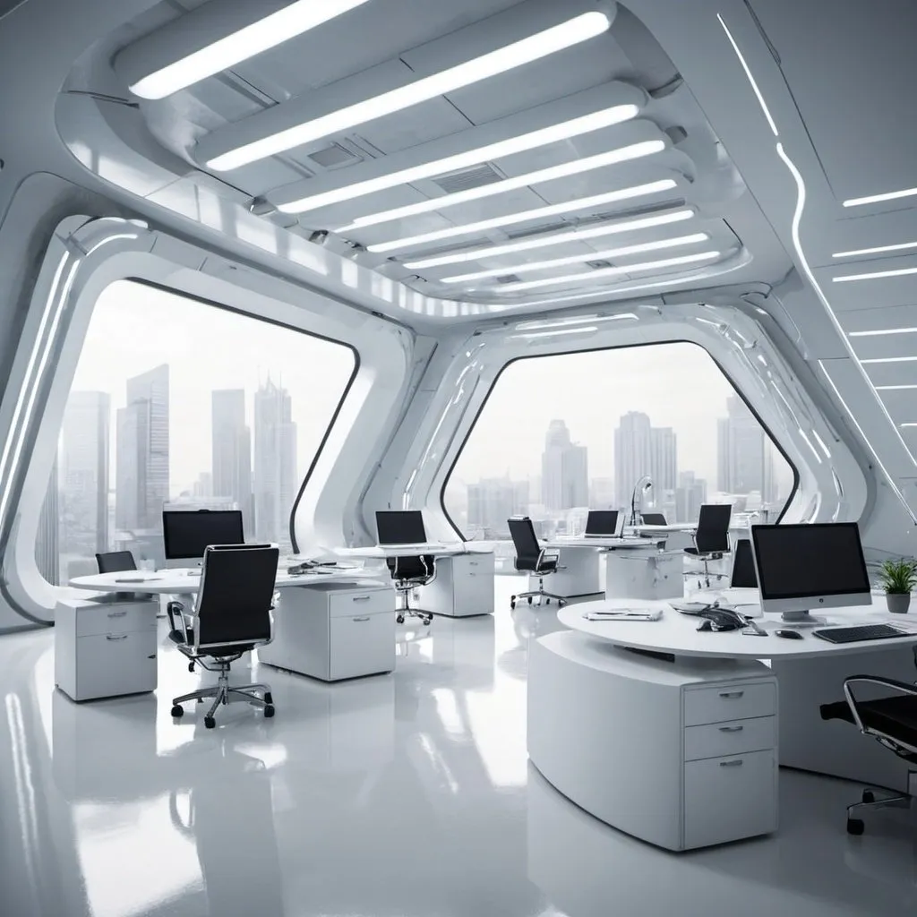 Prompt: futuristic office interior
