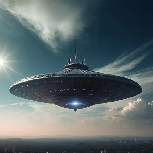 Prompt: alien ship on sky