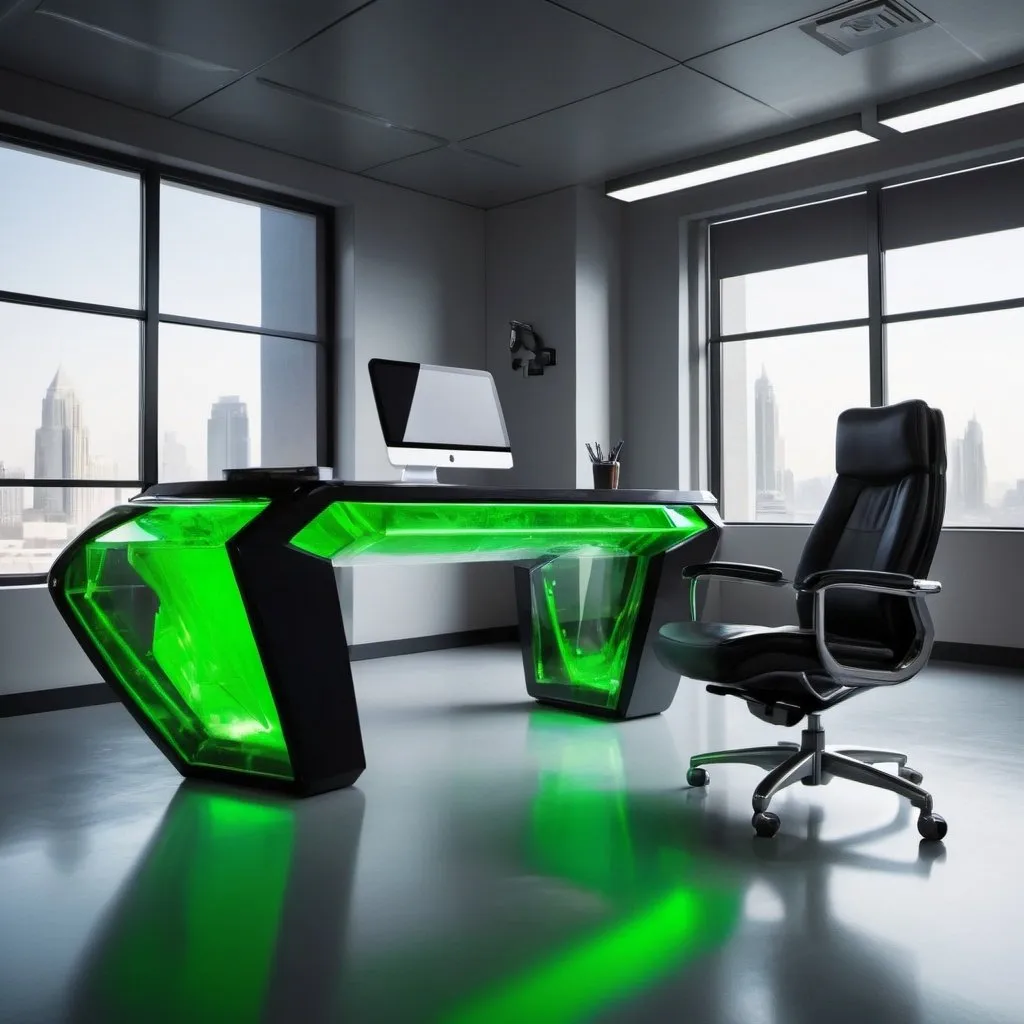 Prompt: Futuristic office desk kryptonite