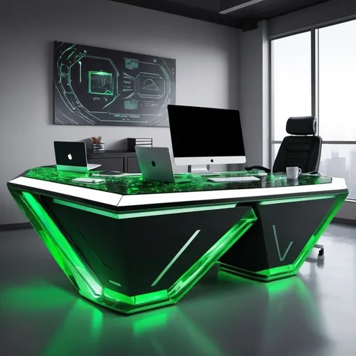 Prompt: Futuristic office desk kryptonite