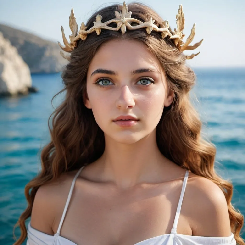 Prompt: greek beautiful girl sea goddess Eos