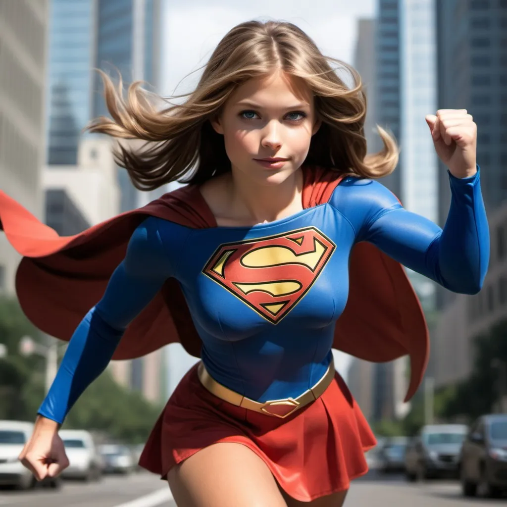 Prompt: brown haired supergirl