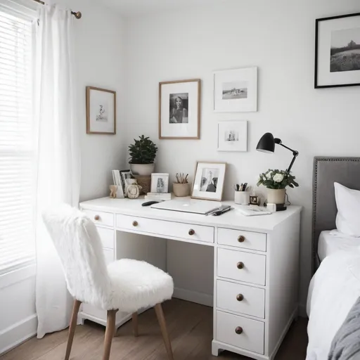 Prompt: bedroom white interior desk