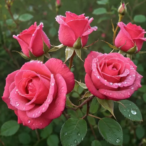 Prompt: dew on roses