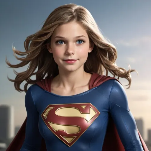 Prompt: Supergirl with brown hair young
