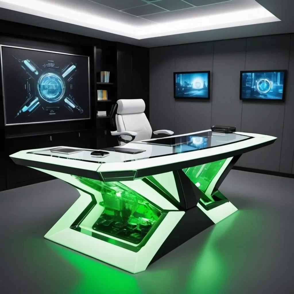 Prompt: Futuristic office desk kryptonite