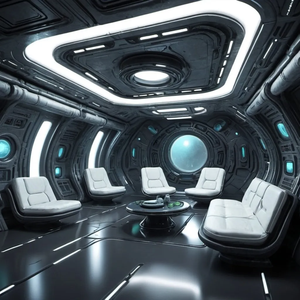 Prompt: alien futuristic interior