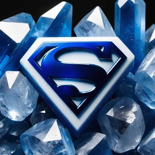 Prompt: blue and white kryptonite crystals Superman