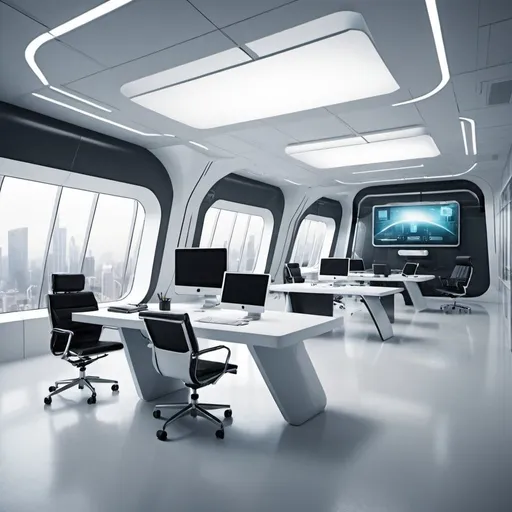 Prompt: futuristic office interior
