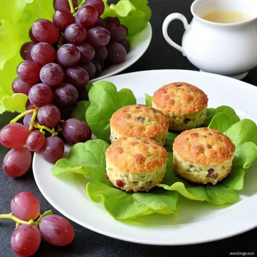 Prompt: Grapes cakes salad