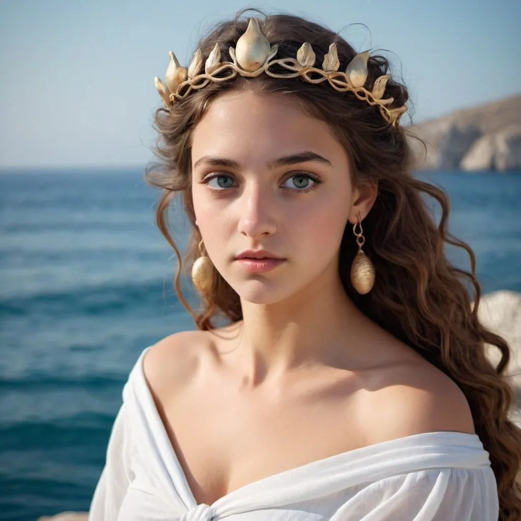 Prompt: greek beautiful girl sea goddess Eos